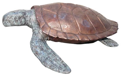 Sea Turtle Bronze Sculpture Beach Style Decorative Objects And