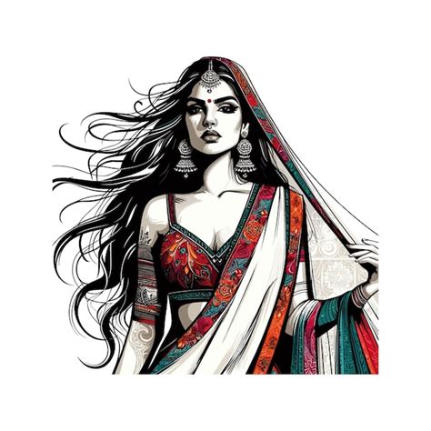 Premium Vector Beautiful Indian Woman In Sari Model Indian Woman