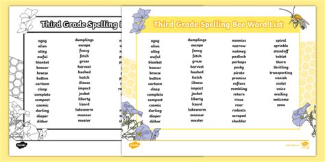 Third Grade Spelling Bee Word List Teacher Made Twinkl 54 Off