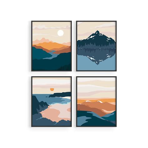 Nature Wall Art Prints Landscape Mountain Decor By Haus And Hues