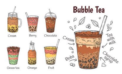 Bubble Tea Boba Milk Dessert Cup Drink Taiwan Vector Image