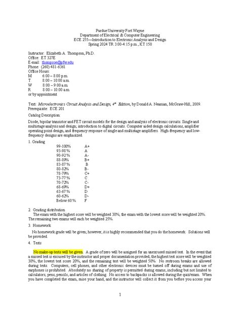 Ece255 Intro To Electronic Analaysis Purdue University Fort Wayne Department Of Electrical