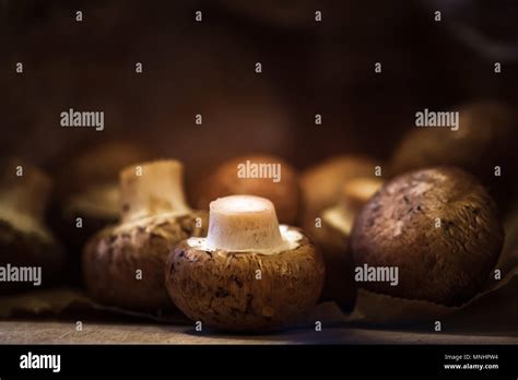 Whole Mushrooms In A Brown Paper Bag Stock Photo Alamy