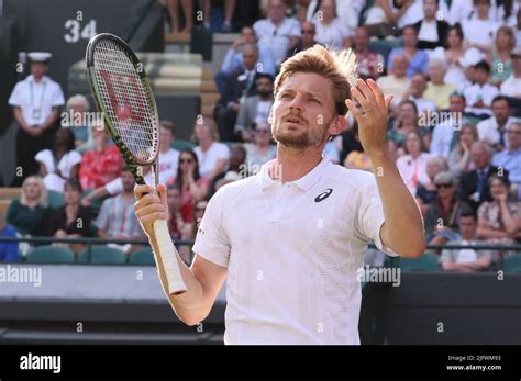 Wimbledon Royaume Uni Le Belge David Goffin R Agit Lors D