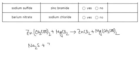 Solved Complete The Table Below By Deciding Whether Precipitate Forms When Aqueous Solutions