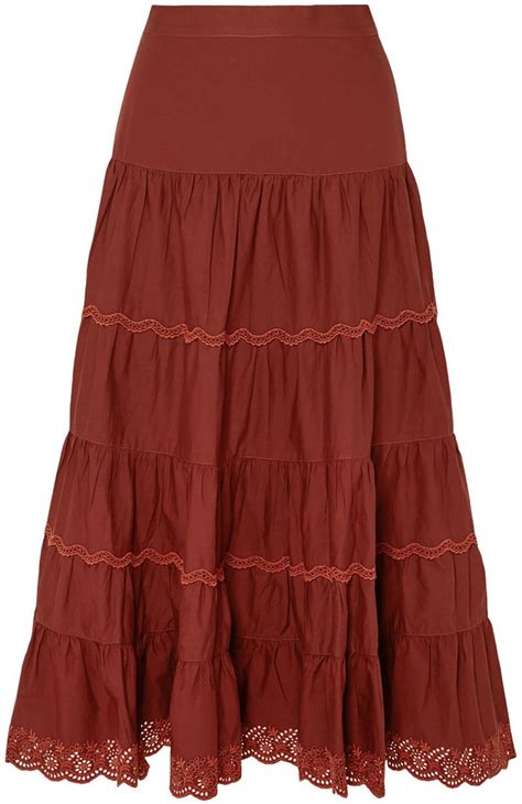 Ulla Johnson Fleet Broderie Anglaise Trimmed Cotton Poplin Midi Skirt