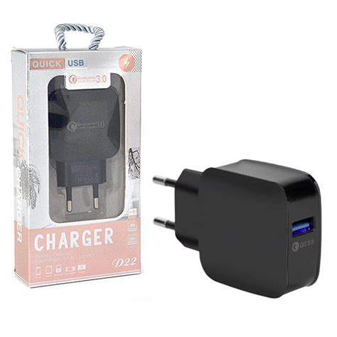 Ładowarka Sieciowa 3A Czarna Vega Faston Quick 3 0 Fast Charger 3000Mah