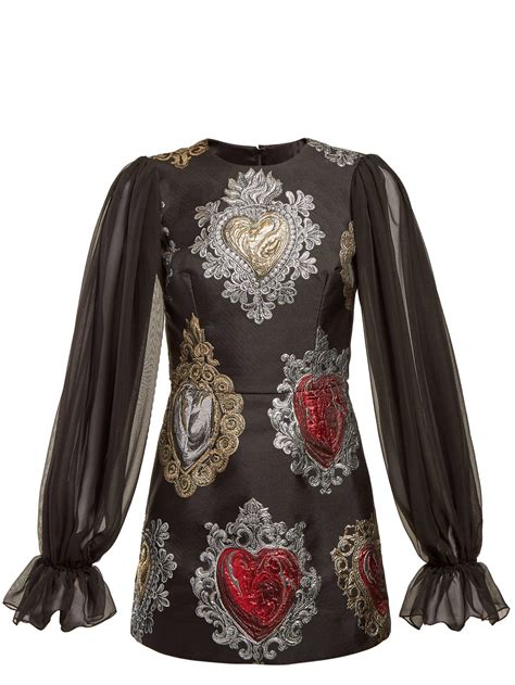 Dolce And Gabbana Sacred Hearts Brocade Mini Dress In Black Lyst