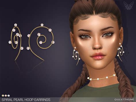 Sims 4 Spiral Pearl Hoop Earrings By GiuliettaSims 3 Swatches