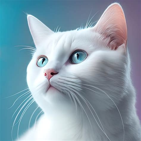 Un Gato Blanco Con Ojos Azules Y Nariz Rosada Foto Premium