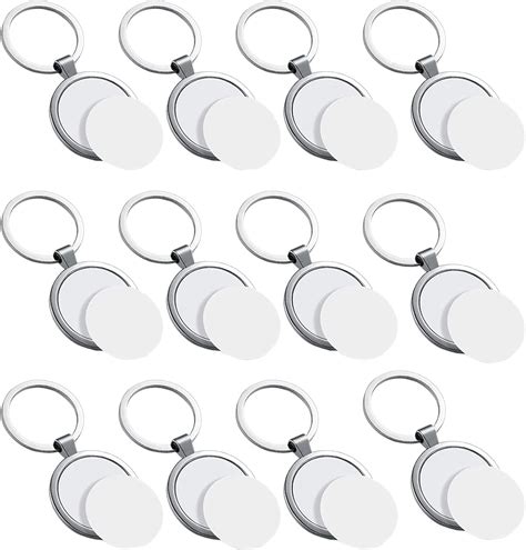 TMSSY 12 Pcs Sublimation Blank Keychain Round Heat Transfer Keychain