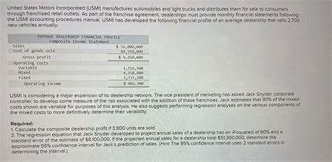 Solved United States Motors Incorporated USMI Manufactures Chegg