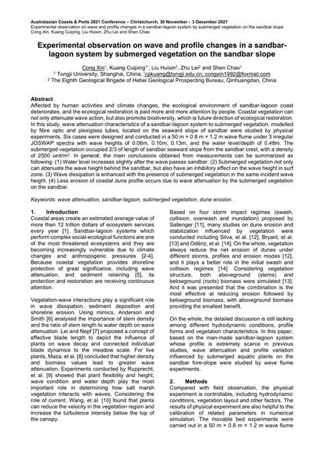experimental observation  wave  profile    sandbar