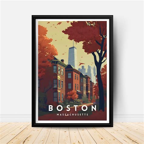 Boston Travel Poster Boston Wall Art Print Boston Travel Art Poster