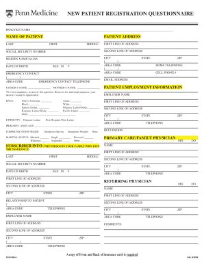 Fillable Online Pennmedicine New Patient Appointment Forms Penn