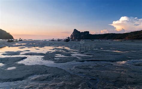 Coast of the Island at Low Tide at Sunset Stock Photo - Image of ...