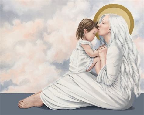 In Her Image Oil Painting Of Heavenly Mother Kissing Little Etsy