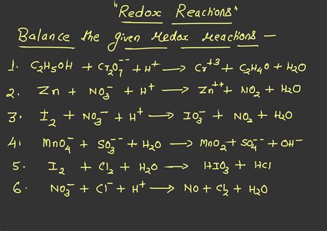 SOLUTION: Redox balancing practice sheet - Studypool