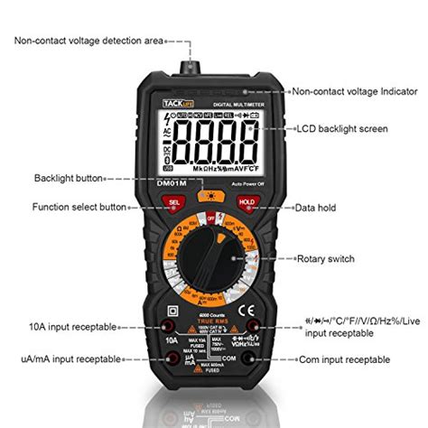 Tacklife Dm M Advanced Digital Multimeter Trms Counts Tester Non