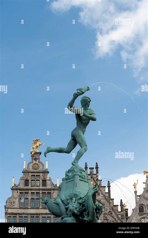 Belgium Antwerp Brabo Fountain Sculpture By Jef Lambeau Stock Photo