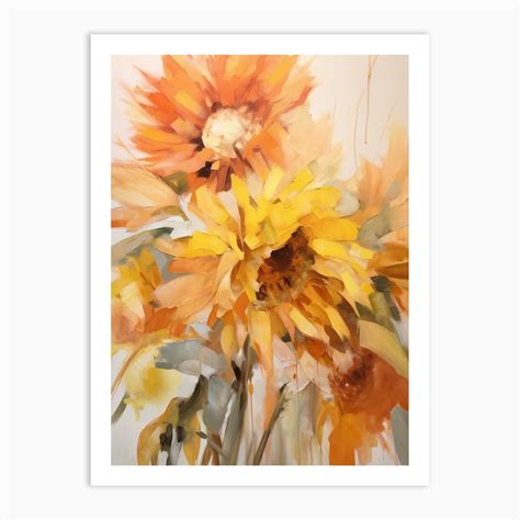 Fall Flower Painting Sunflower 2 Art Print by Autumn Aura Prints - Fy