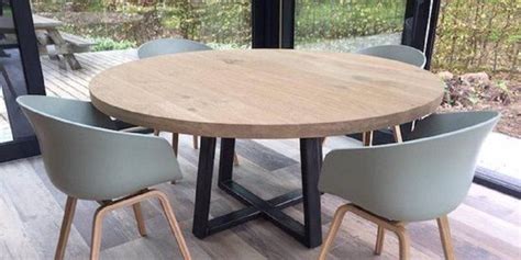 Ronde Eikenhouten Eettafel Stalen U Poot 140 Cm Duurzame Tafel