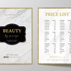 Black Gold Price List Template Marble And Gold Beauty Salon Price