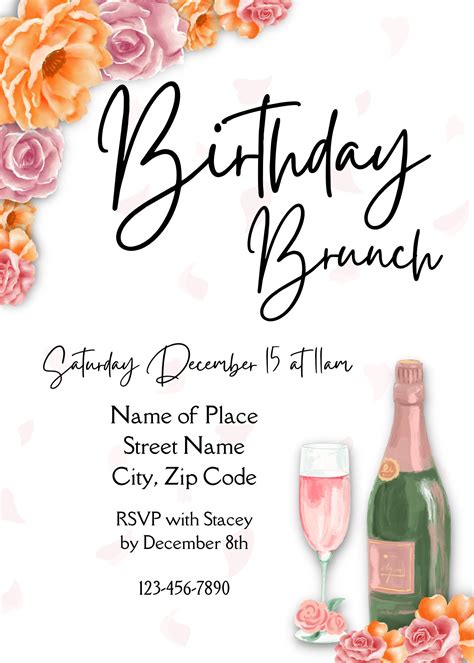 Birthday Brunch Invitation Birthday Invite Birthday Brunch Invitation