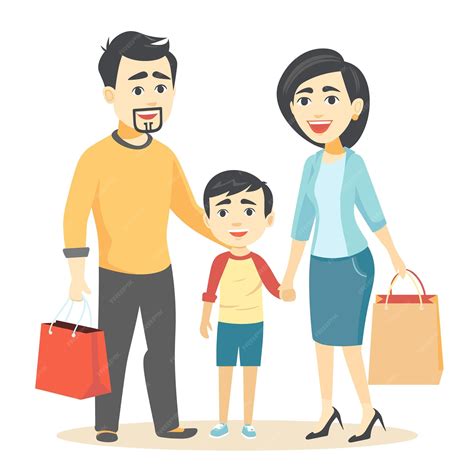 Premium Vector | Family shopping trip happy parents child holding hands