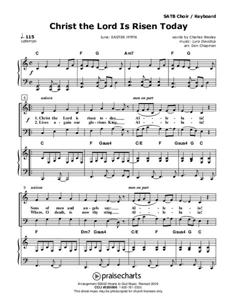 Christ The Lord Is Risen Today Choir Sheet Music Pdf Don Chapman