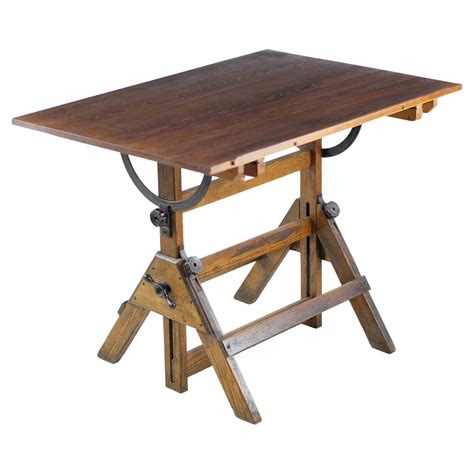 Solid Oak Drafting Table By Hamilton Manufacturing Co W Pine Top For