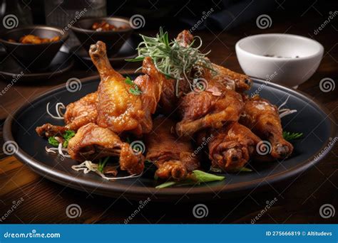 Plate of Fried Duck Wings, Crispy and Golden Brown Stock Illustration ...