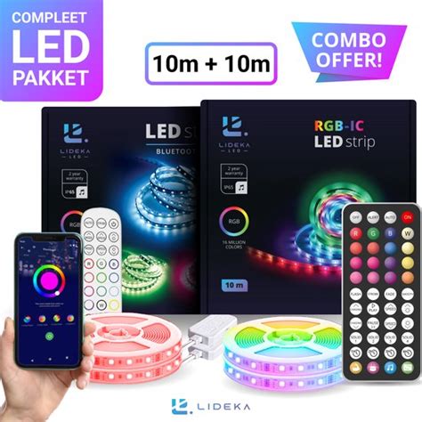 Lideka LED Strip 20 Meter Pakket Van RGBIC 10M RGB 10M