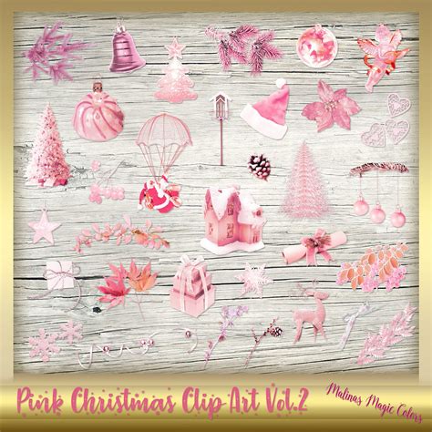 37 Pink Christmas Clip Art Vol2 Christmas Clipart Holiday Clip Art Xmas Pink Christmas