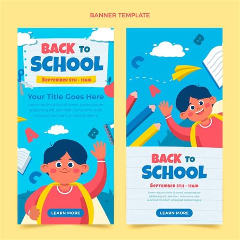 Free Vector Flat Back To School Vertical Banners Set