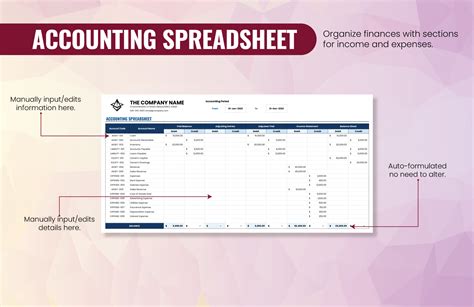 Accounting Spreadsheet Template in Google Sheets, Excel - Download ...