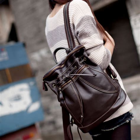 Handmade Leather Womens Backpack Day Pack Satchel Travel Bag In Dark Brown M36 On Storenvy