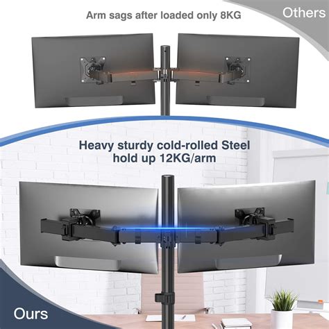 ErGear Dual Monitor Stand For 13 32 12KG Screen Solid Tempered Glass