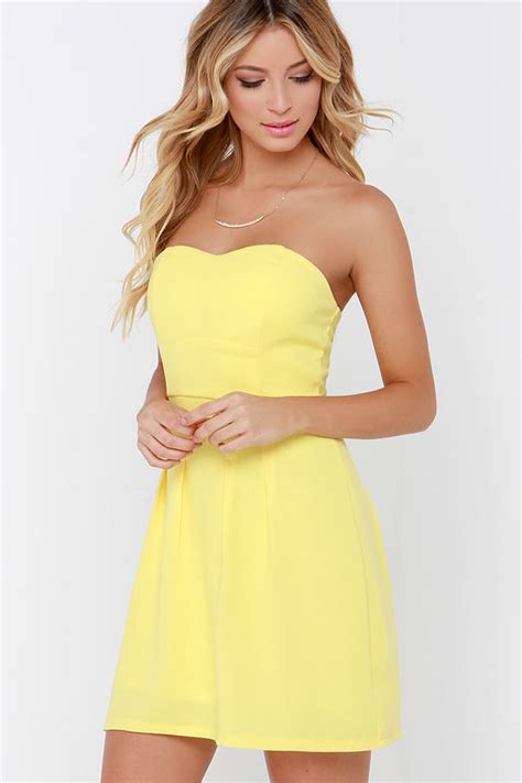 Yellow Dress Strapless Dress 3900 Lulus