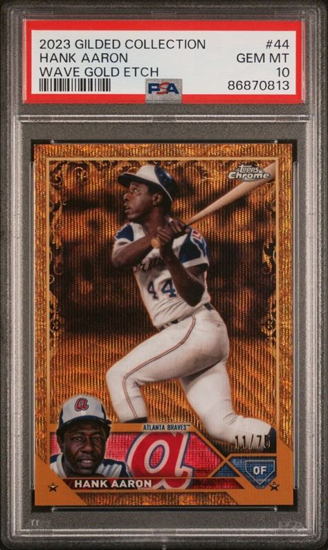 Hank Aaron 2023 Topps Gilded Collection 44 Wave Gold Etch Refractor