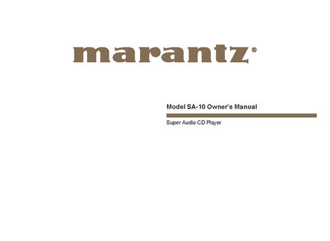 MARANTZ SA-10 CD PLAYER USER MANUAL Service Manual download, schematics ...