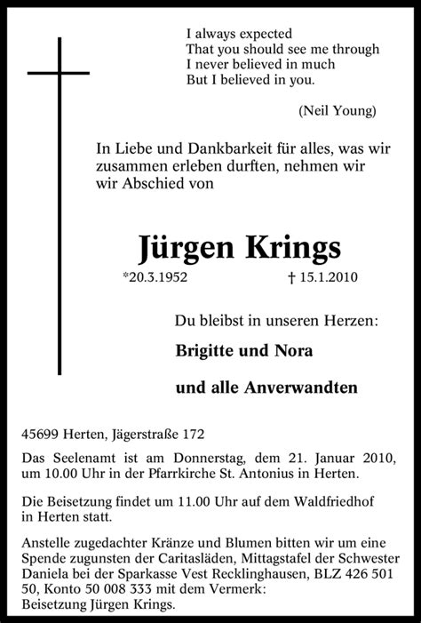 Traueranzeigen von Jürgen Krings Trauer in NRW de