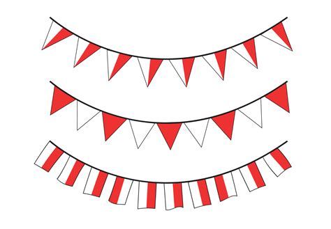 Red And White Flag With A Triangular Shape For Decoration In