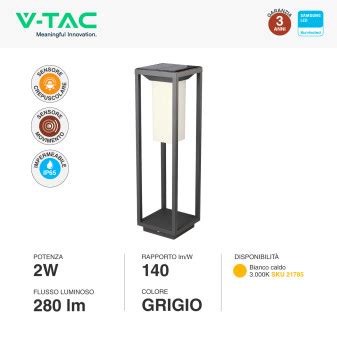 VT 66 Lampada LED Giardino 2W IP65 Sensore E Pannello V Tac