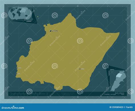 North, Lebanon. Solid. Labelled Points of Cities Stock Illustration ...