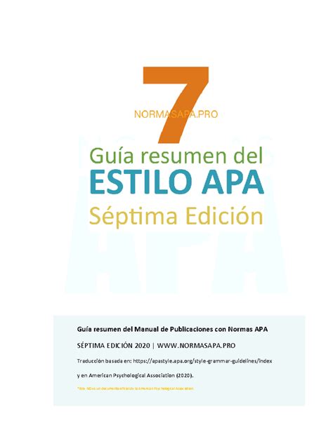 Normas APA 7ma séptima edición Guía resumen del Manual de