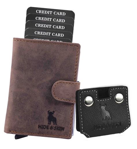 Hide Skin Genuine Leather Unisex Rfid Blocking Card Holder Pop Up