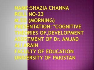 Cognitive Theories Of Learning Ppt