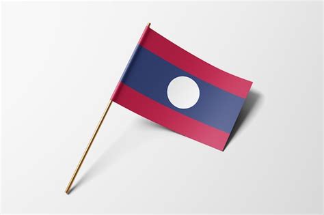 Premium Photo Laos Small Paper Flag On White Background