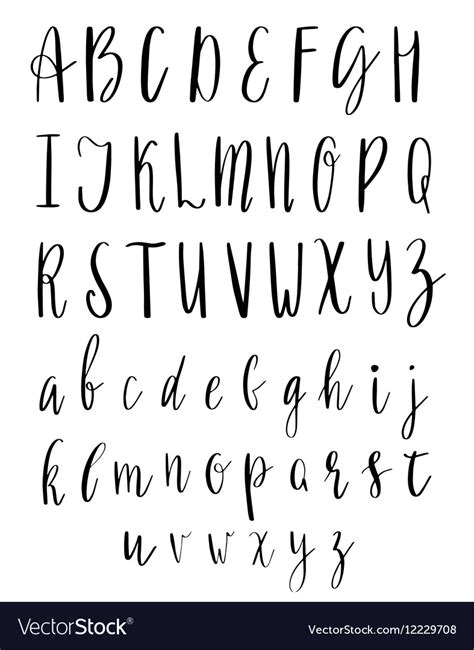 English Alphabet Handwritten Script Hand Vector Image